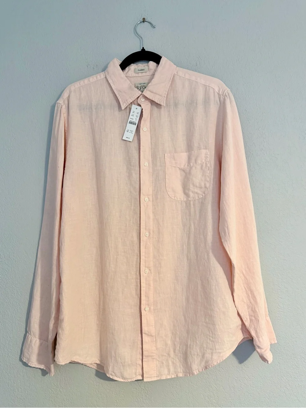 J.Crew Classic Linen Shirt Blush Pink Long Sleeve Button Front Size M NWT $98